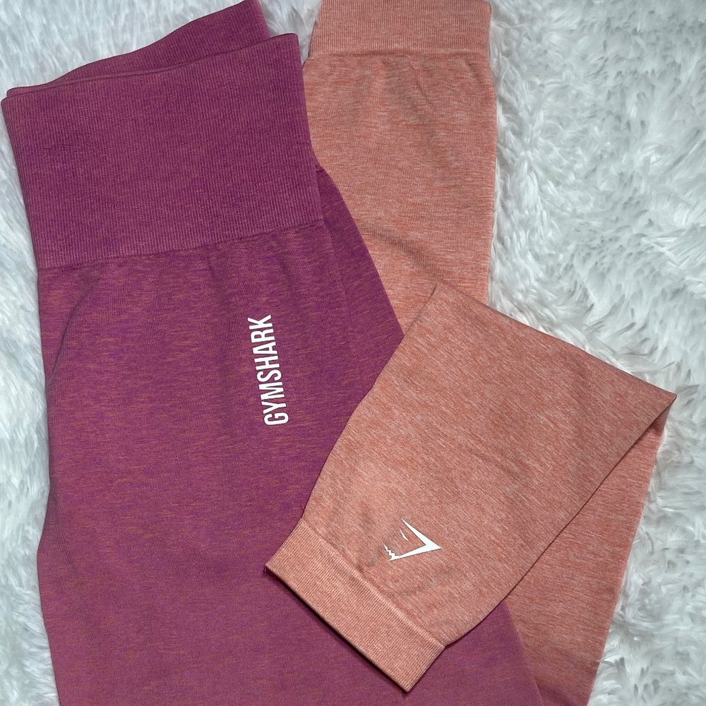Gymshark Womens Adapt Pink Orange Ombre Seamless Compression Legging Size S